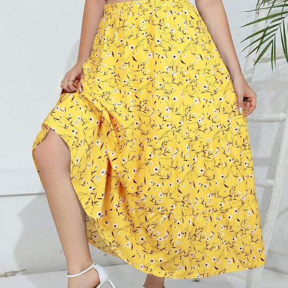 Women's Long Maxi Plus Size Skirt 2025 Trendy Flowy Elastic High Waist Casual Sp - Picture 4 of 7